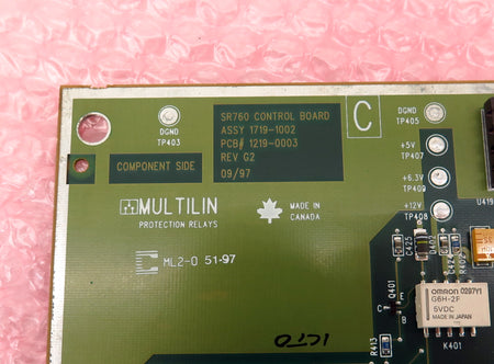 GE Multilin SR760 Control Board PCB 1219-0003 1719-1002 Rev G2 - Advance Operations