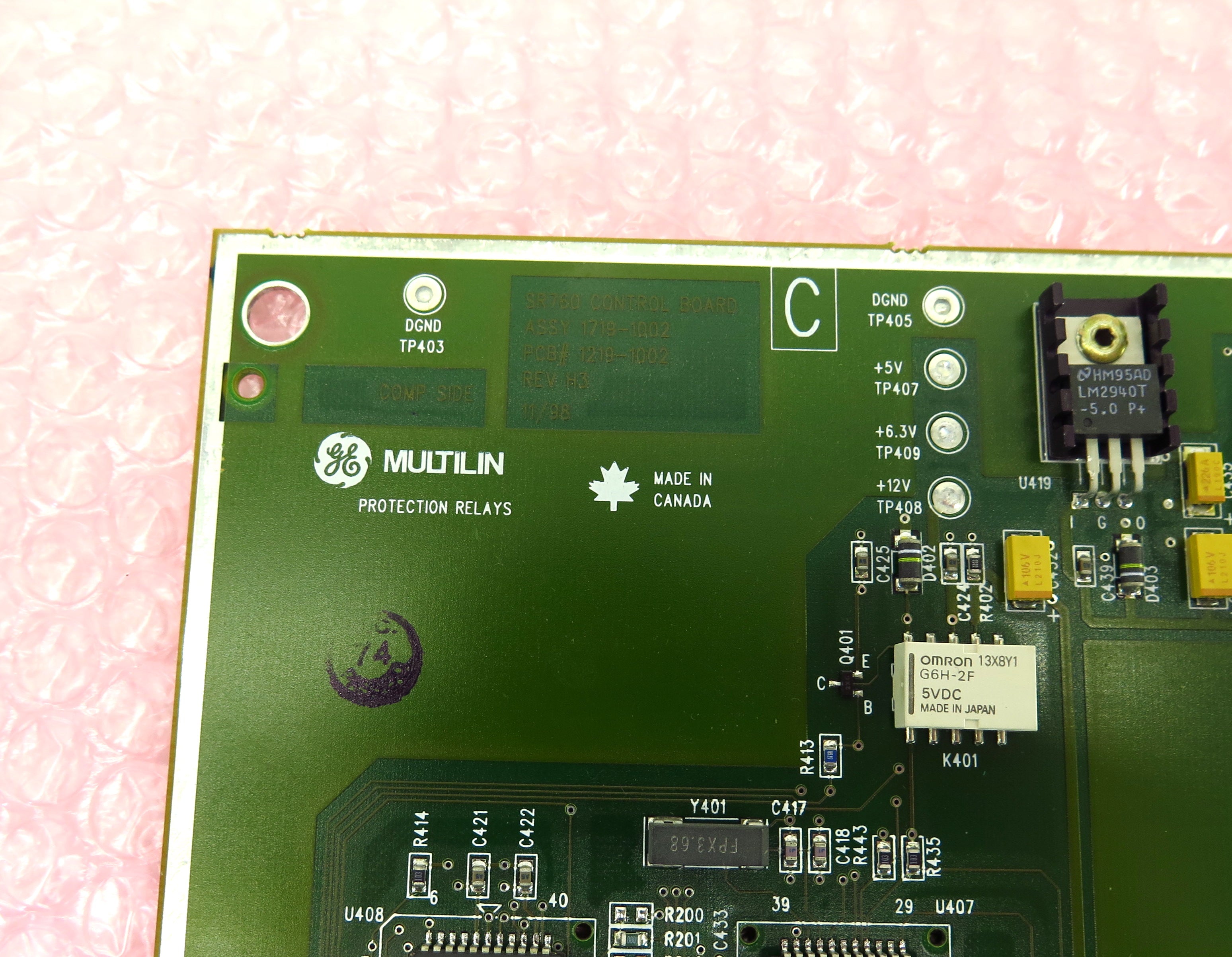 GE Multilin SR760 Control Board PCB 1219-1002 1719-1002 Rev H3 - Advance Operations