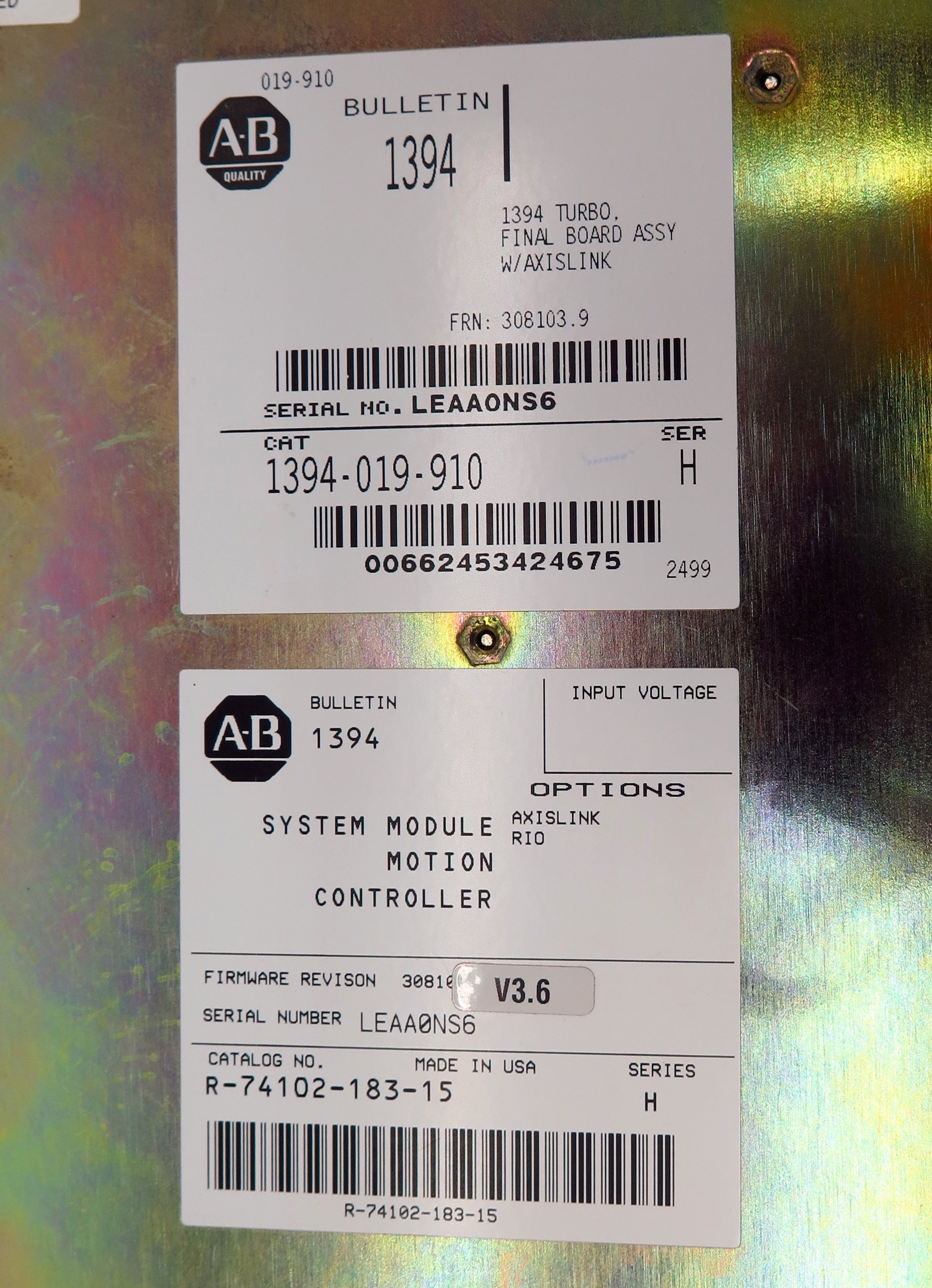 Allen-Bradley 1394-019-910 Final Board Assembly R 74102-183-15 Series H - Advance Operations