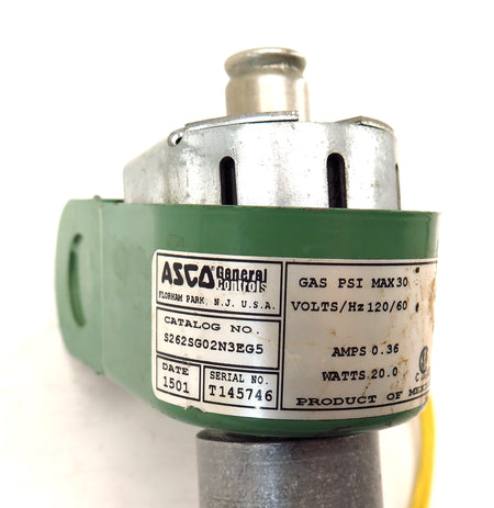 Asco Solenoid Gas Valve S262SG02N3EG5 3/4" 120V Coil 30 Psi - Advance Operations