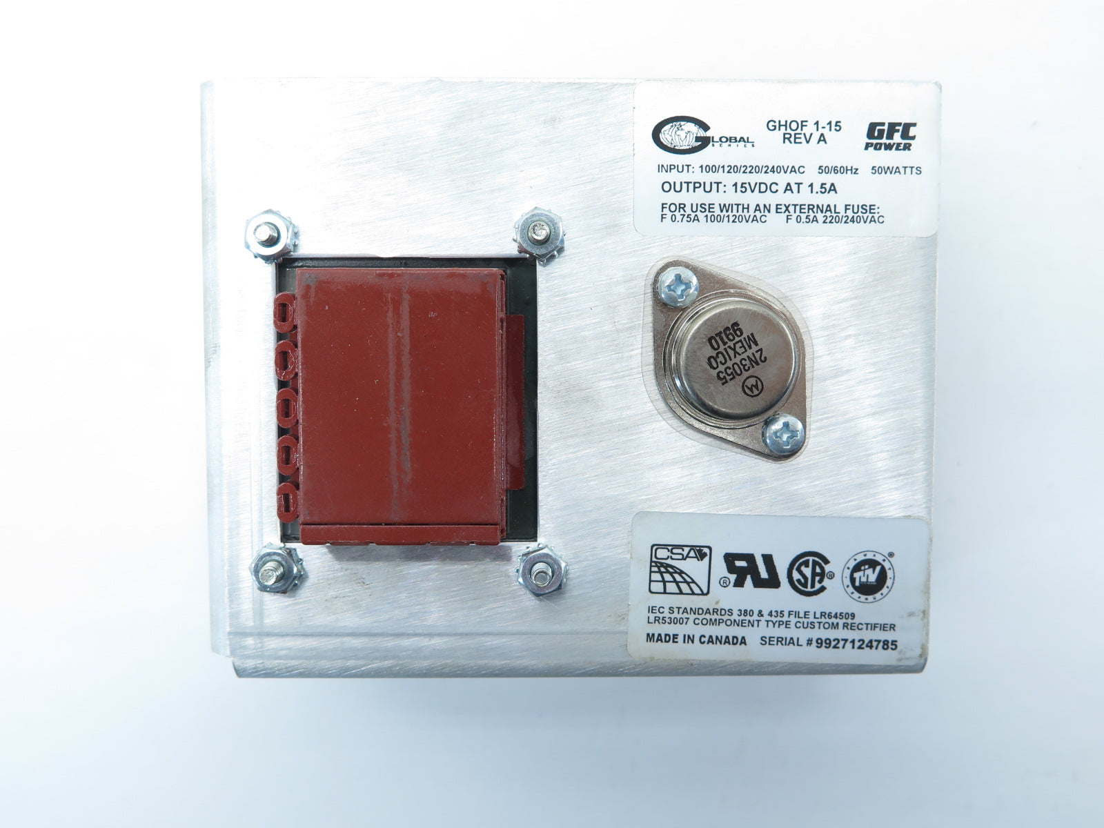 Global Series GFC Power GHOF 1-15 REV A Power Supply - Advance Operations
