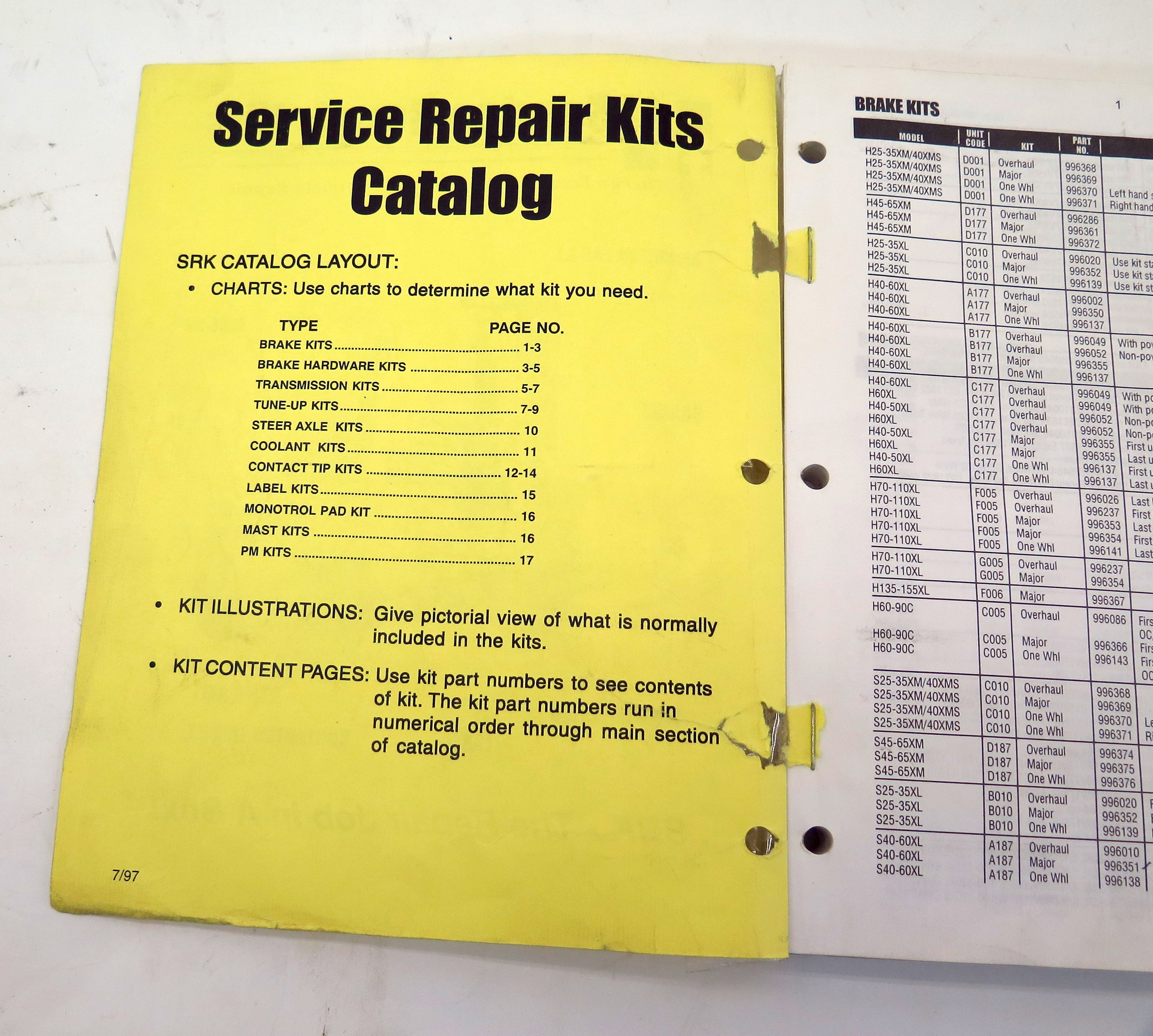 Hyster Lift Truck SRK Service Repair Kits Catalog 852871 - Advance Operations