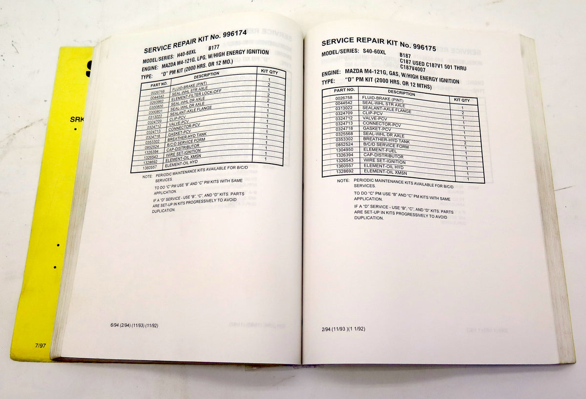 Hyster Lift Truck SRK Service Repair Kits Catalog 852871 - Advance Operations