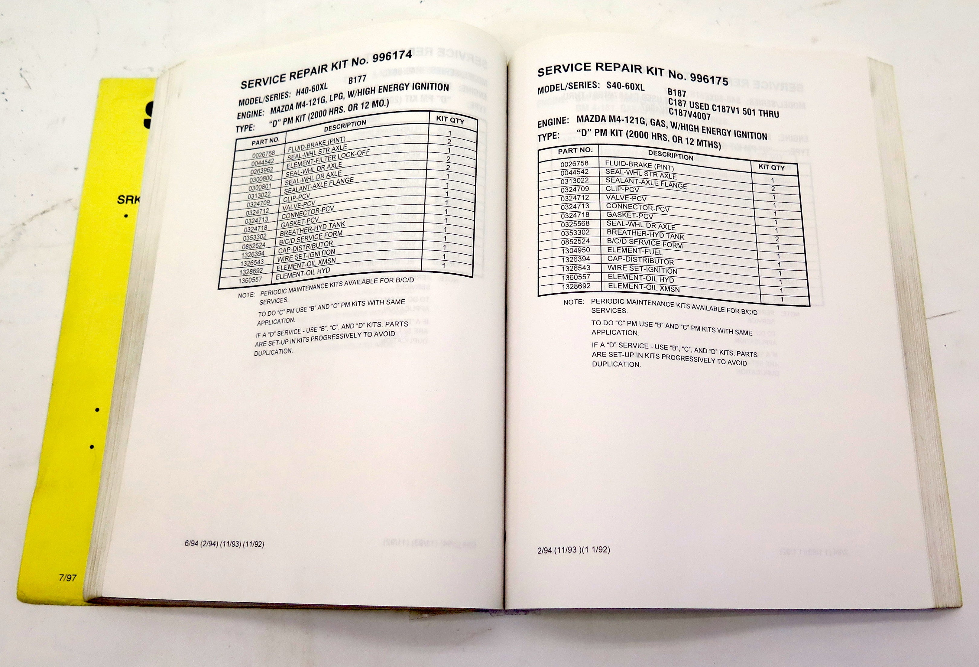 Hyster Lift Truck SRK Service Repair Kits Catalog 852871 - Advance Operations