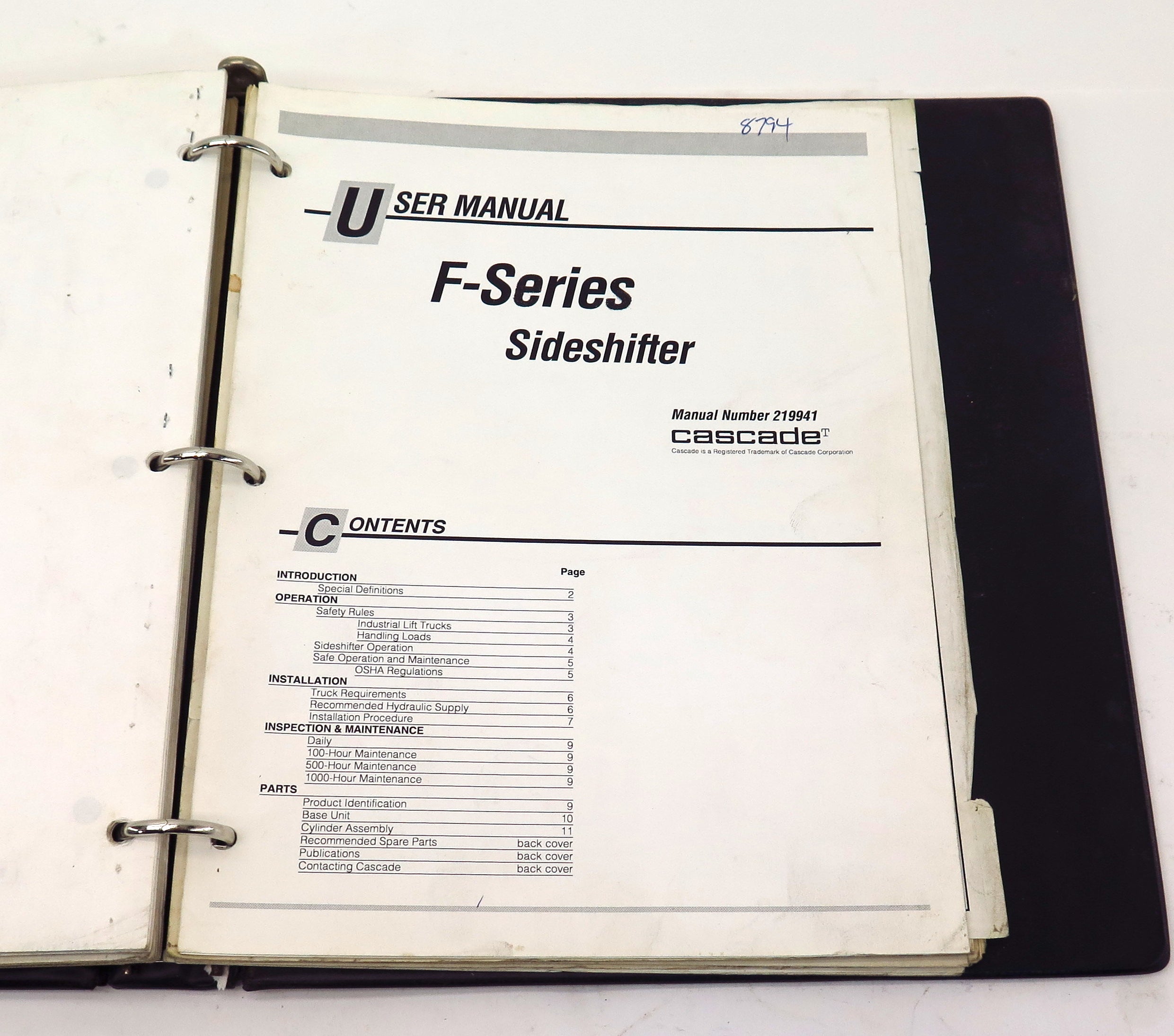 Cascade D Series Carton Clamps Parts Manual 679836 Rev1 - Advance Operations