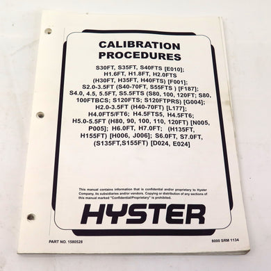 Hyster Lift Truck Calibration Procedures Manual 1580528 - Advance Operations