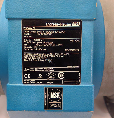 Endress+Hauser Promag W Flowmeter 50W1F-ULGA1RK4BAAA 6" Dia - Advance Operations