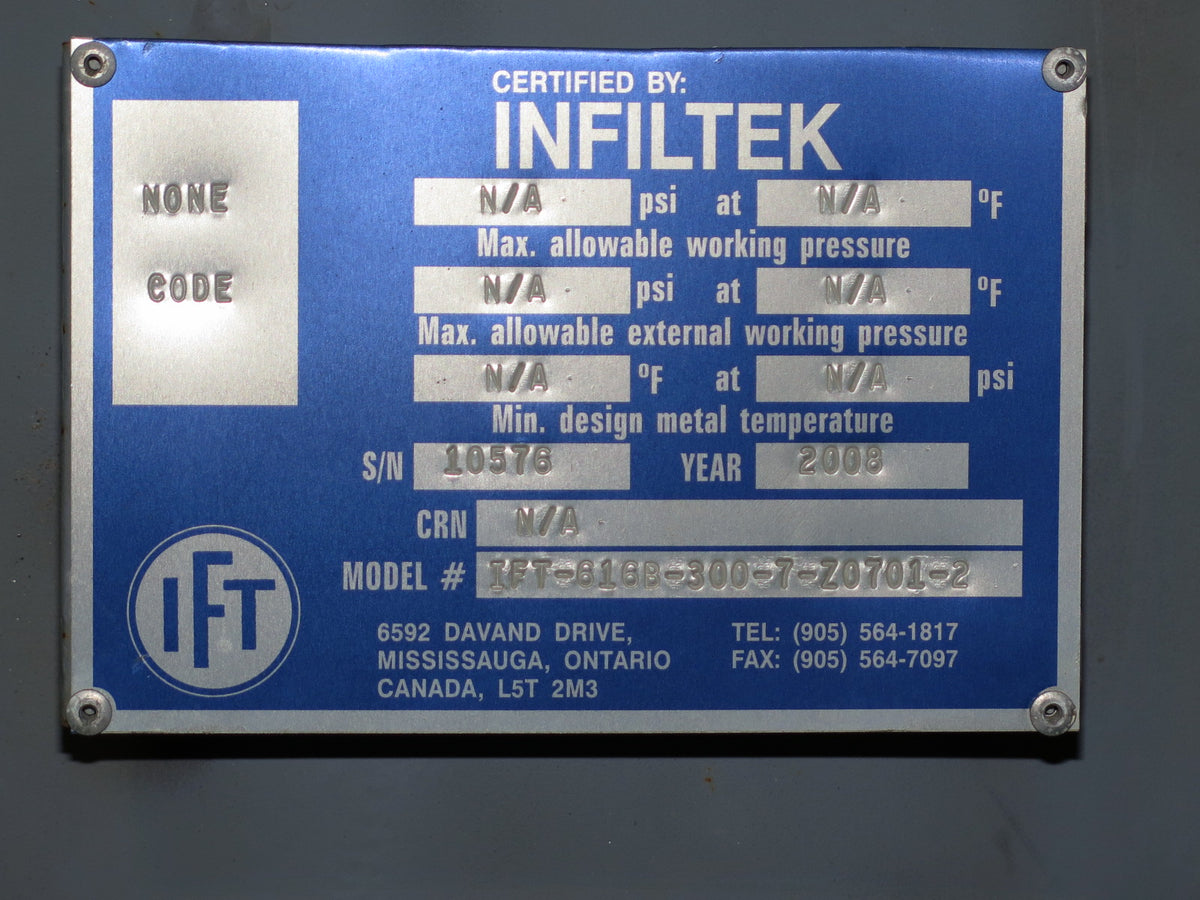 Infiltek Jet Fuel Separator Tank & Pump GTP-616B - Advance Operations