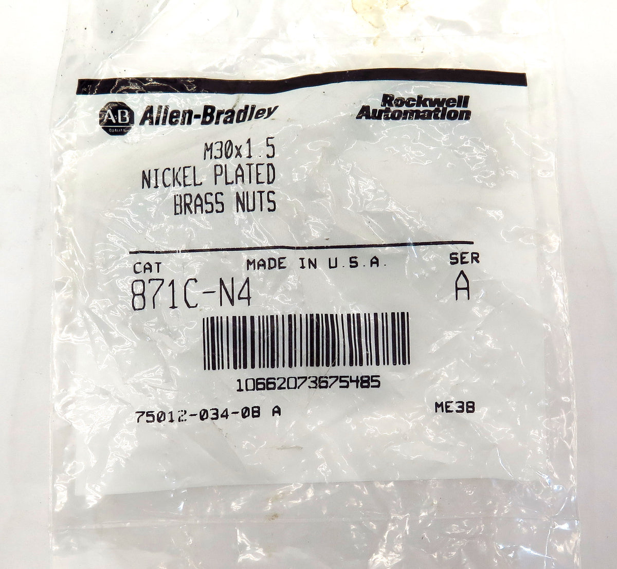 Allen-Bradley 871C-N4 Brass Nuts Nickel Plated (4 Nuts) - Advance Operations