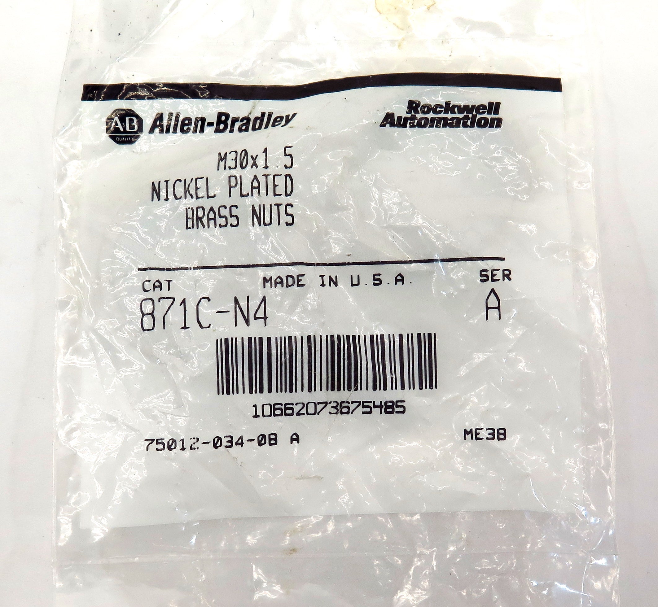 Allen-Bradley 871C-N4 Brass Nuts Nickel Plated (4 Nuts) - Advance Operations