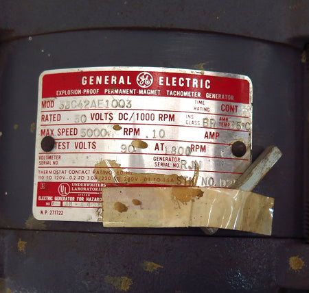 General Electric Tachometer Generator Motor 5BC42AE1003 - Advance Operations
