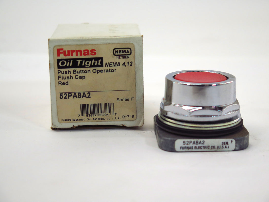 Furnas 52PA8A2 Oil Tight Red Push Button Operator Flush Cap NEMA 4 12 - Advance Operations