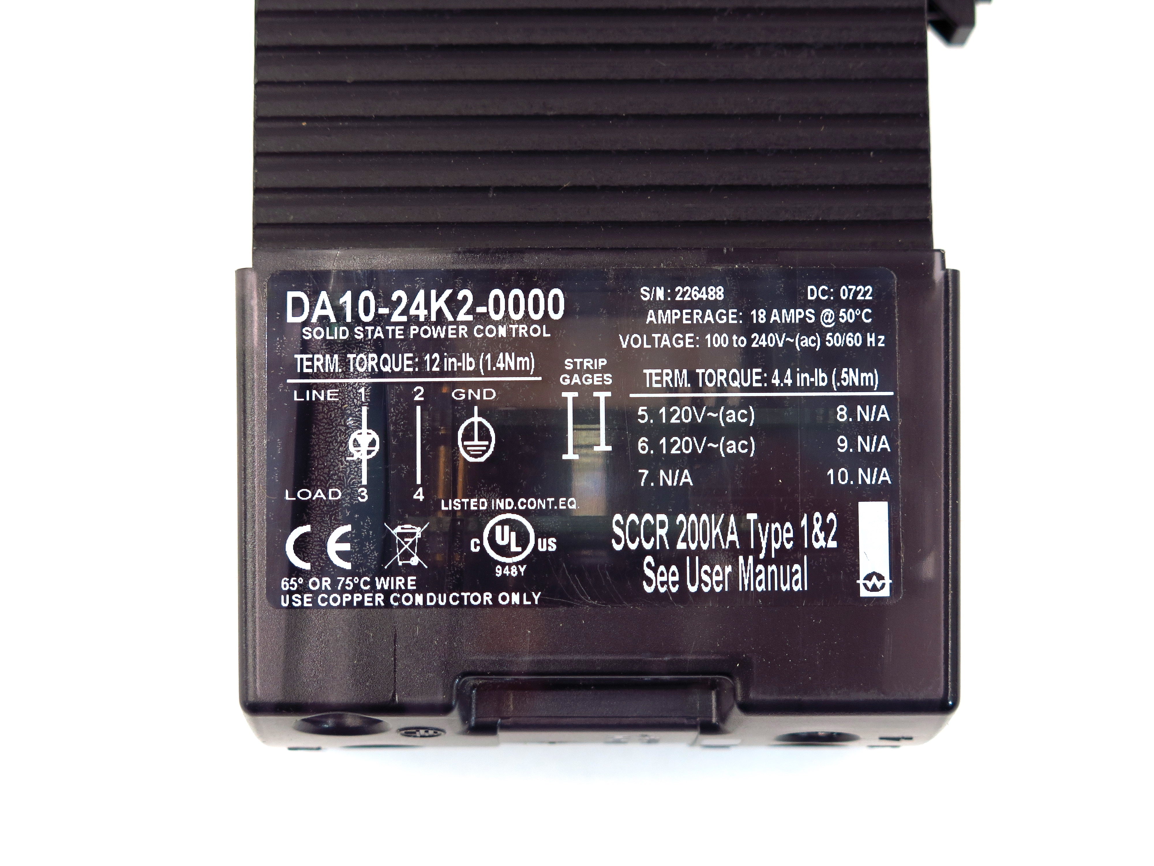 Watlow DIN-a-Mite 18 Amps Solid Sate Power Control DA10-24K2-0000 - Advance Operations