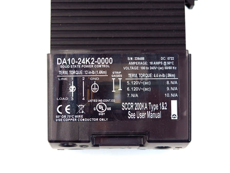 Watlow DIN-a-Mite 18 Amps Solid Sate Power Control DA10-24K2-0000 - Advance Operations