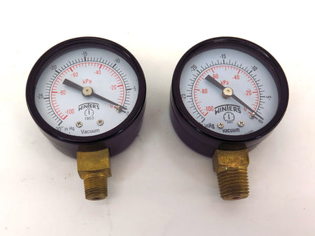 Winters Vacuum Gauge 0 to -30in Hg 1-3/4" Dial 1/8" & 1/4" Connection (2) - Advance Operations