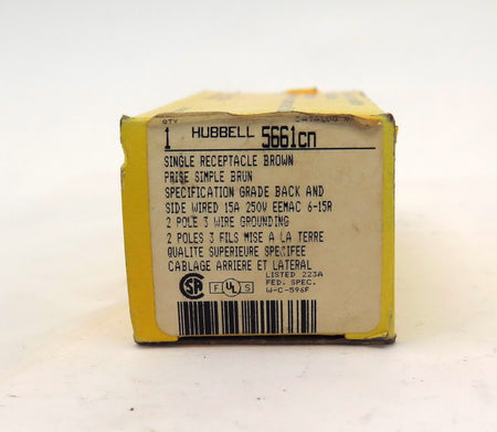 Hubbell HBL 5661CN Single Receptacle 15A 250V 2 Pole 3 Wire Grounding - Advance Operations