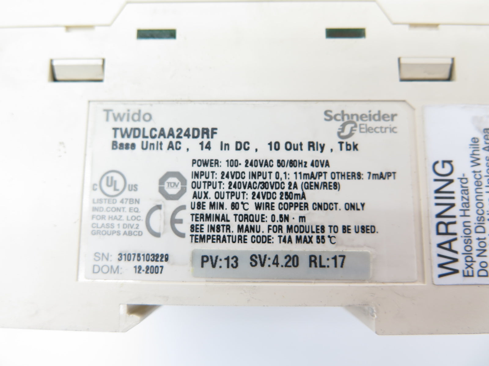 Telemecanique Schneider Twido TWDLCAA24DRF Programmable Controller - Advance Operations
