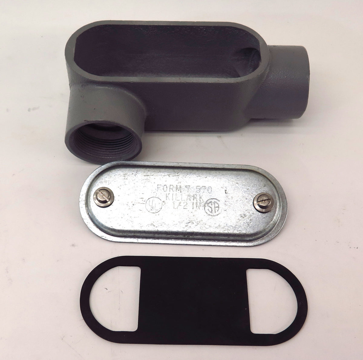 Killark Hubbell Iron Conduit Body LR57 Type LH 1-1/2" Gasket & Steel Cover - Advance Operations