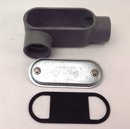 Killark Hubbell Iron Conduit Body LR57 Type LH 1-1/2" Gasket & Steel Cover - Advance Operations