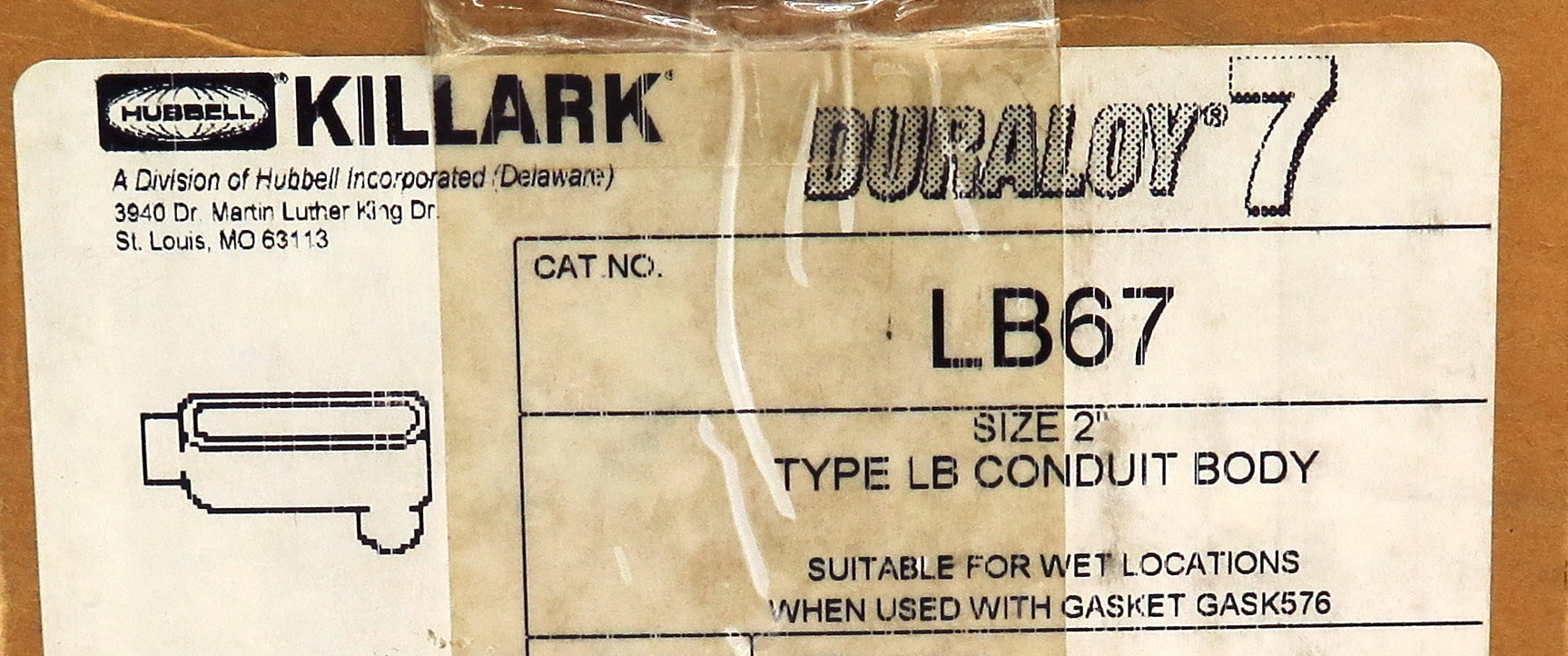Killark Hubbell Electrical Iron Conduit Body LB67 Type LB 2" - Advance Operations