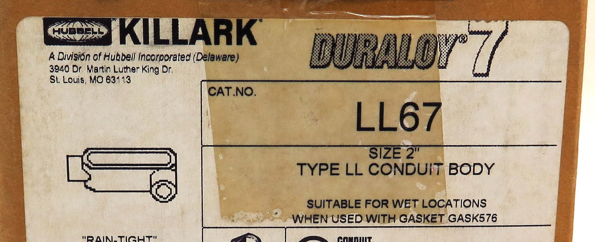 Killark Hubbell Electrical Iron Conduit Body LL67 Type LL 2" - Advance Operations