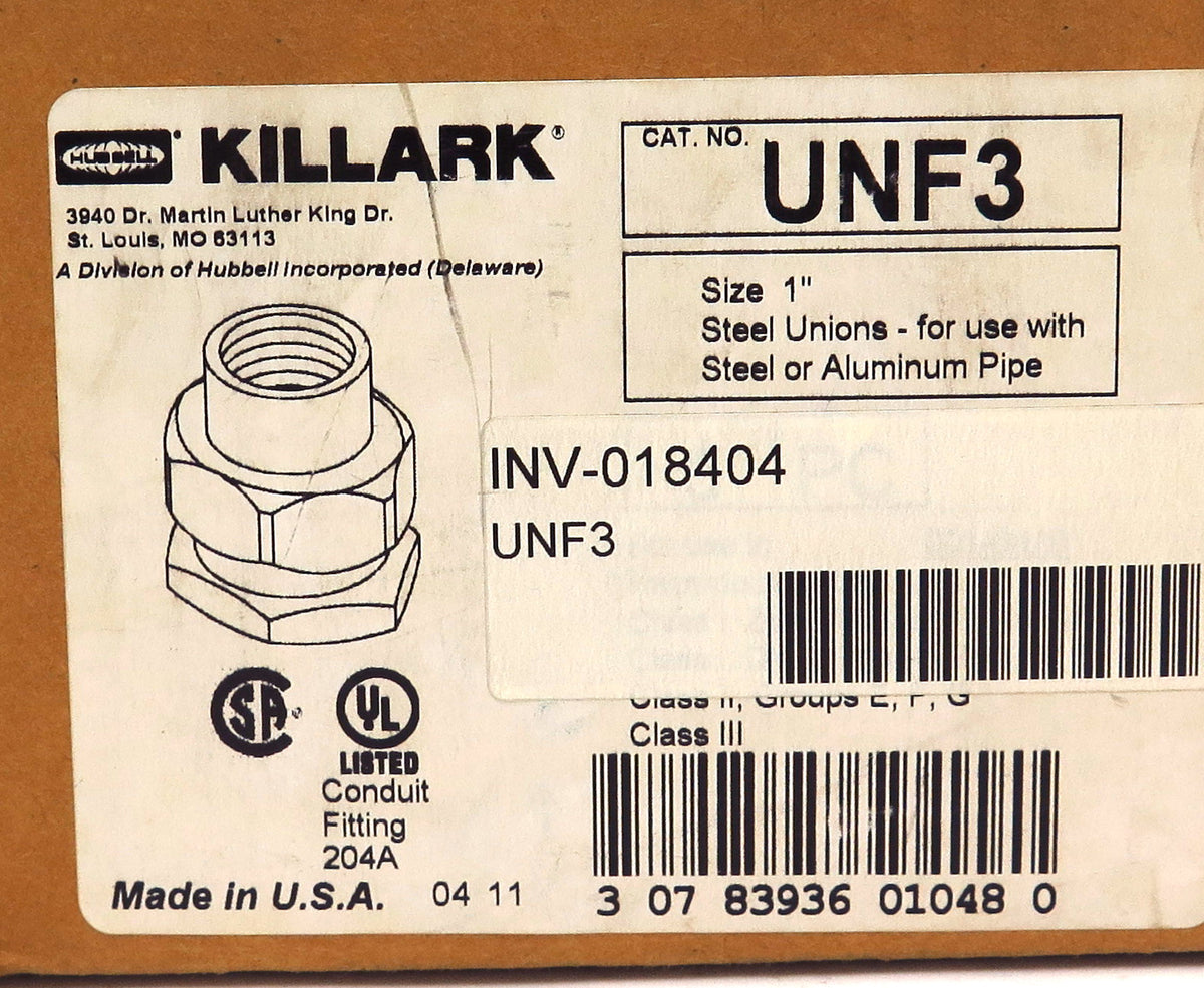 Killark Hubbell Electrical Union Female UNF3 1" Female to Female - Advance Operations