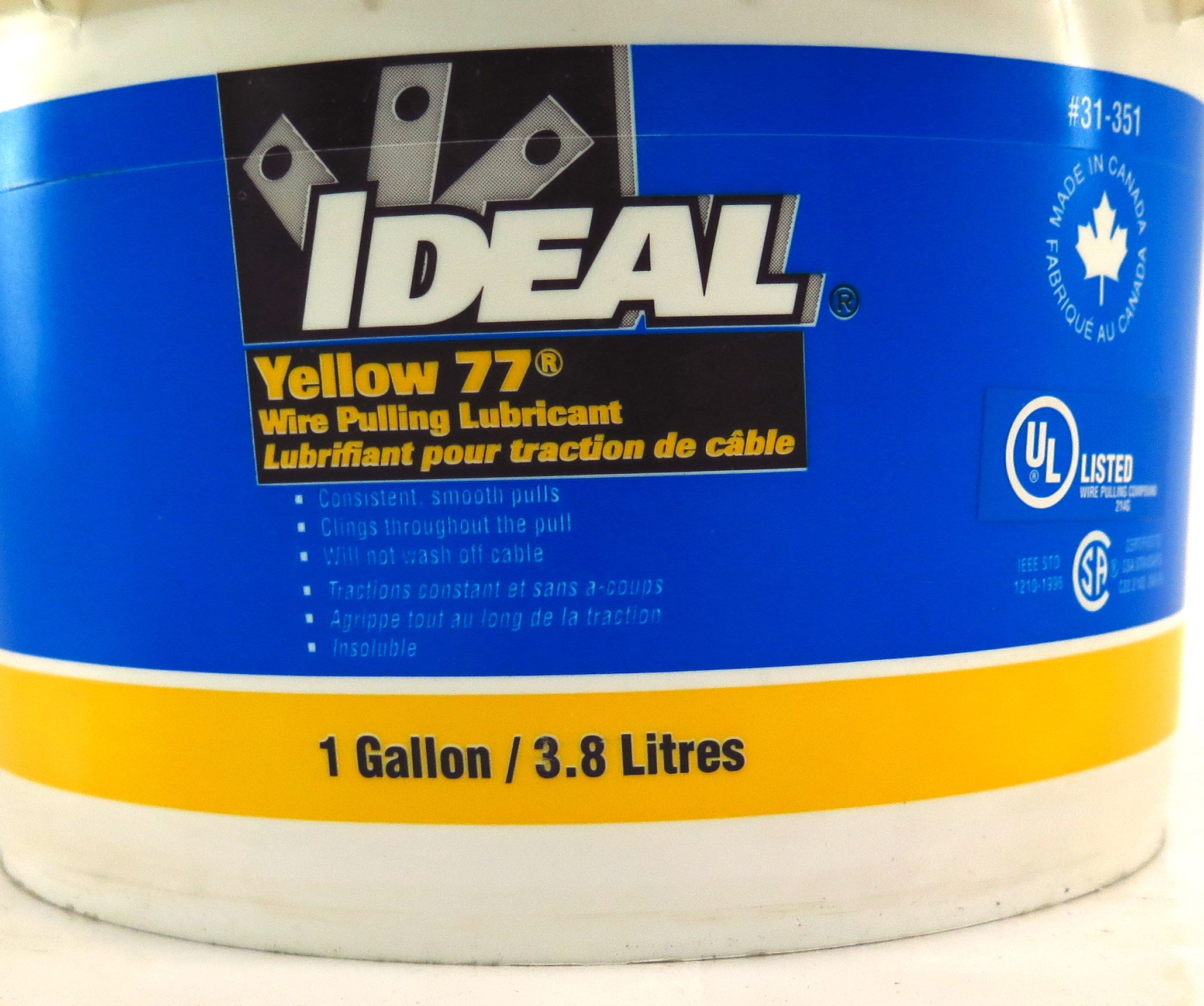 IDEAL Yellow 77 Wire Pulling Lubricant 31-351 1 Gallon (3.8L) - Advance Operations