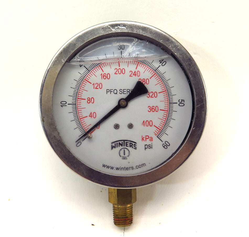 Winters Dual Scale Gauge PFQ Series 0...60Psi Liquid Filled 1/4" Connection - Advance Operations