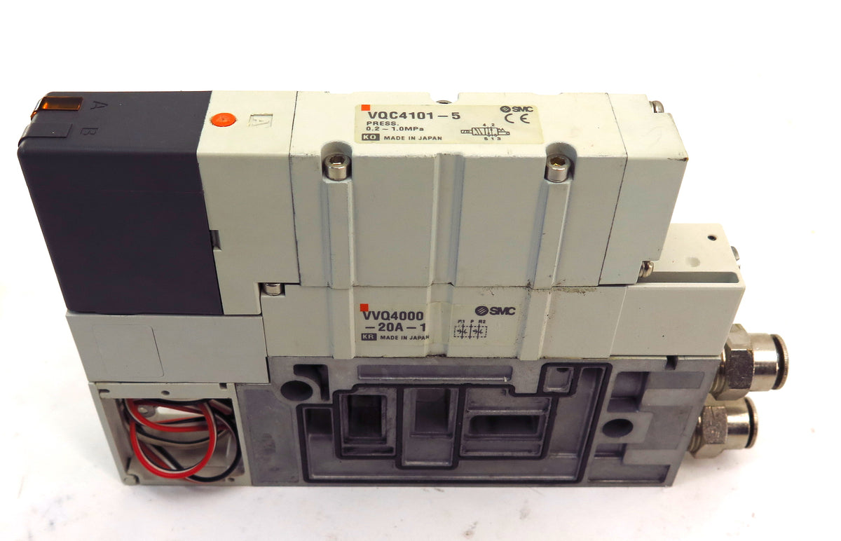SMC Solenoid Valve VQC4101-5 & Interface Speed Control VVQ4000-20A-1 + Base - Advance Operations