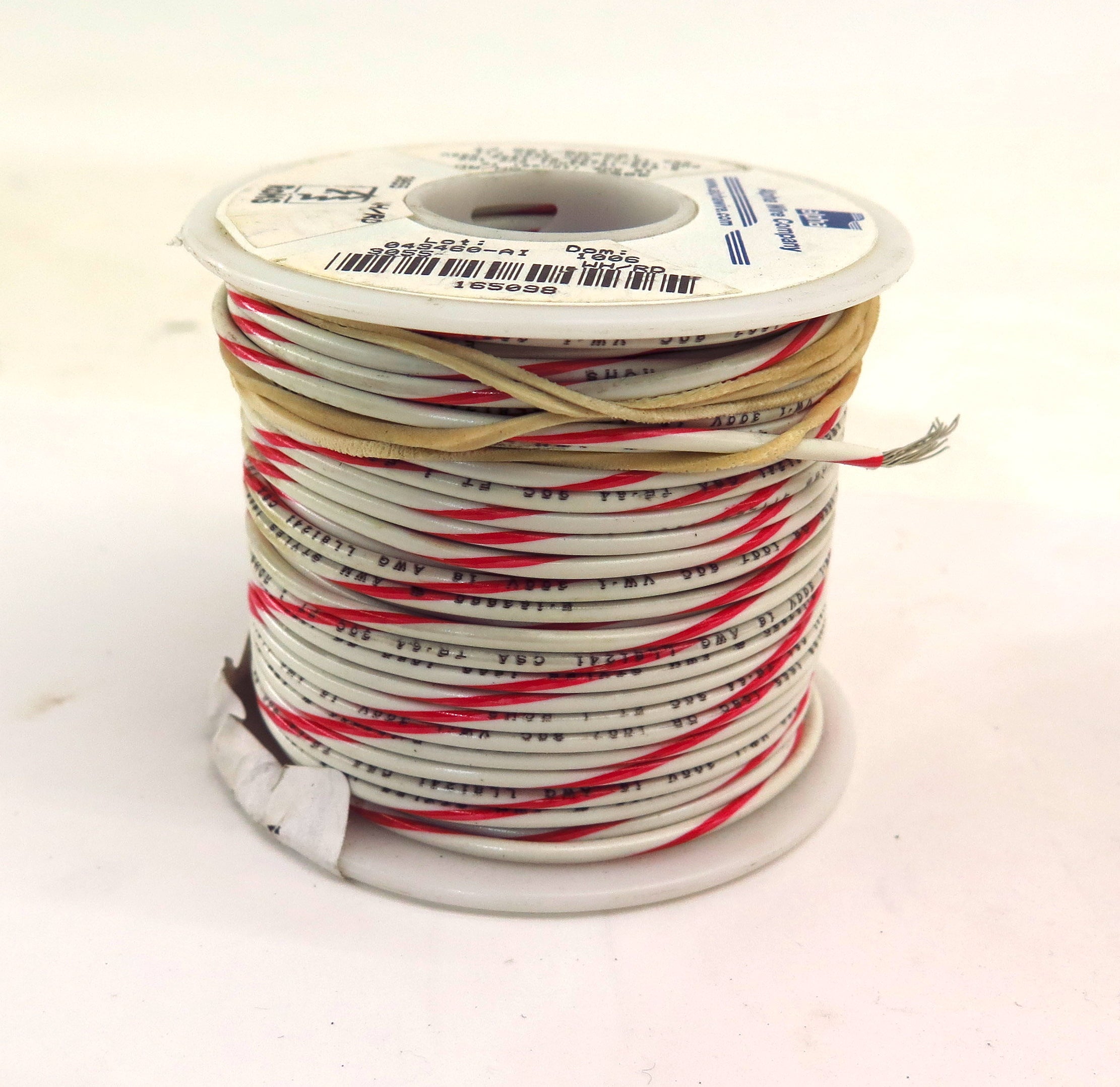 Alpha Wire 3055 18AWG 300V White/Red 100Ft Spool - Advance Operations