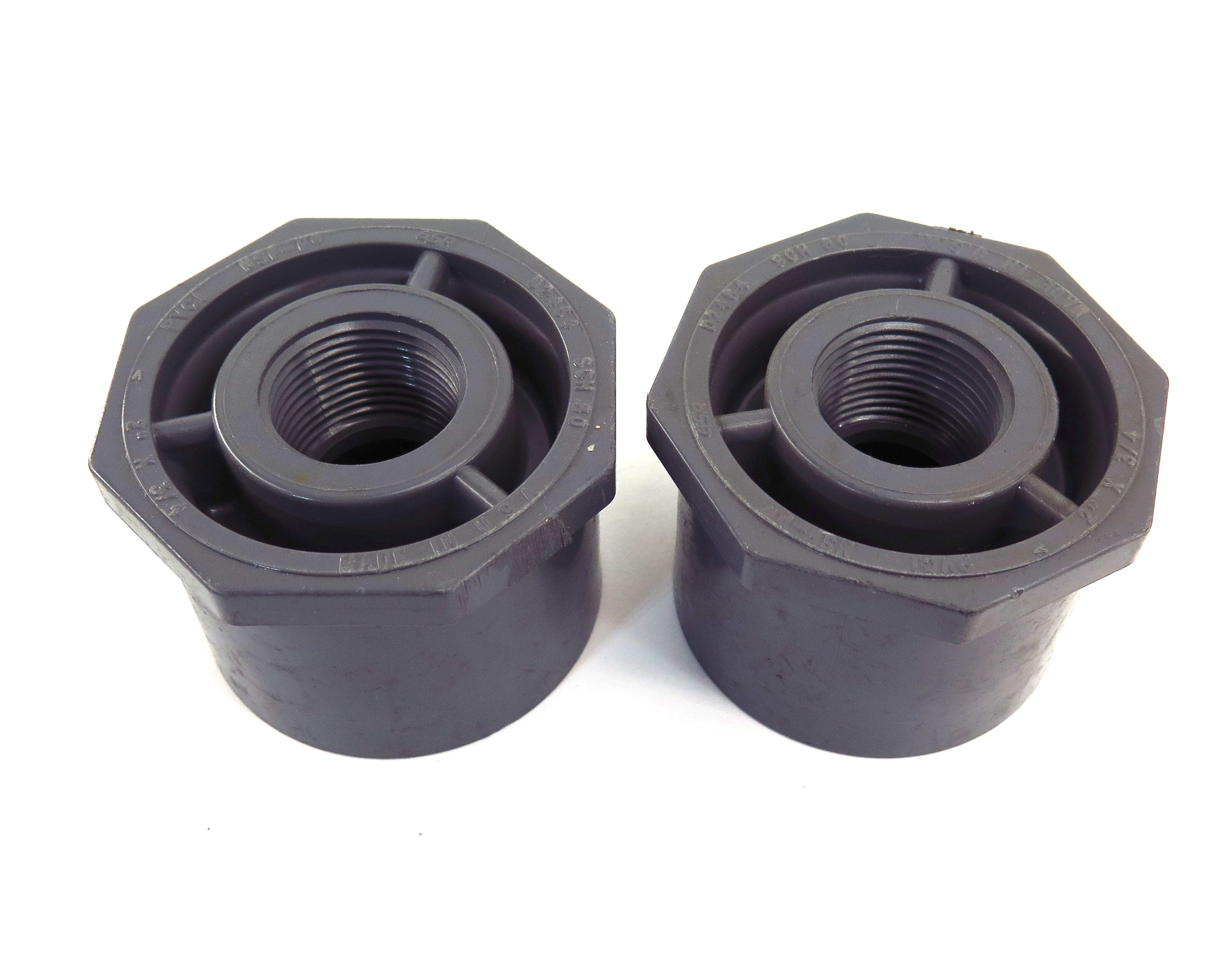 ChemKor SCH 80  Reducing Bushing Socket 2" to 3/4" Threaded PVCI 838248 (2) - Advance Operations