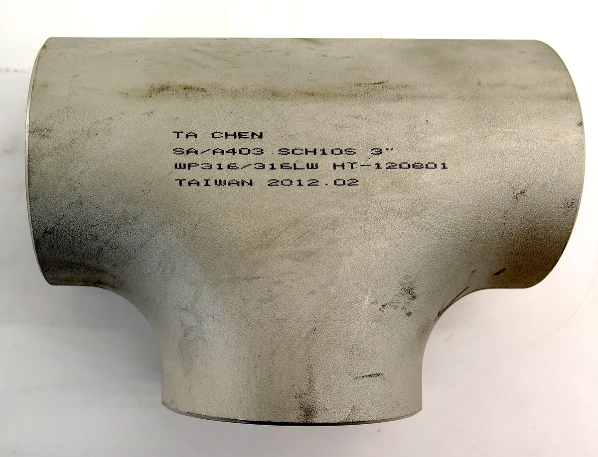 TC SCH10S Stainless Steel WP316/316LW Butt Weld Tee 3" x 3" x 3" - Advance Operations