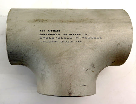 TC SCH10S Stainless Steel WP316/316LW Butt Weld Tee 3" x 3" x 3" - Advance Operations