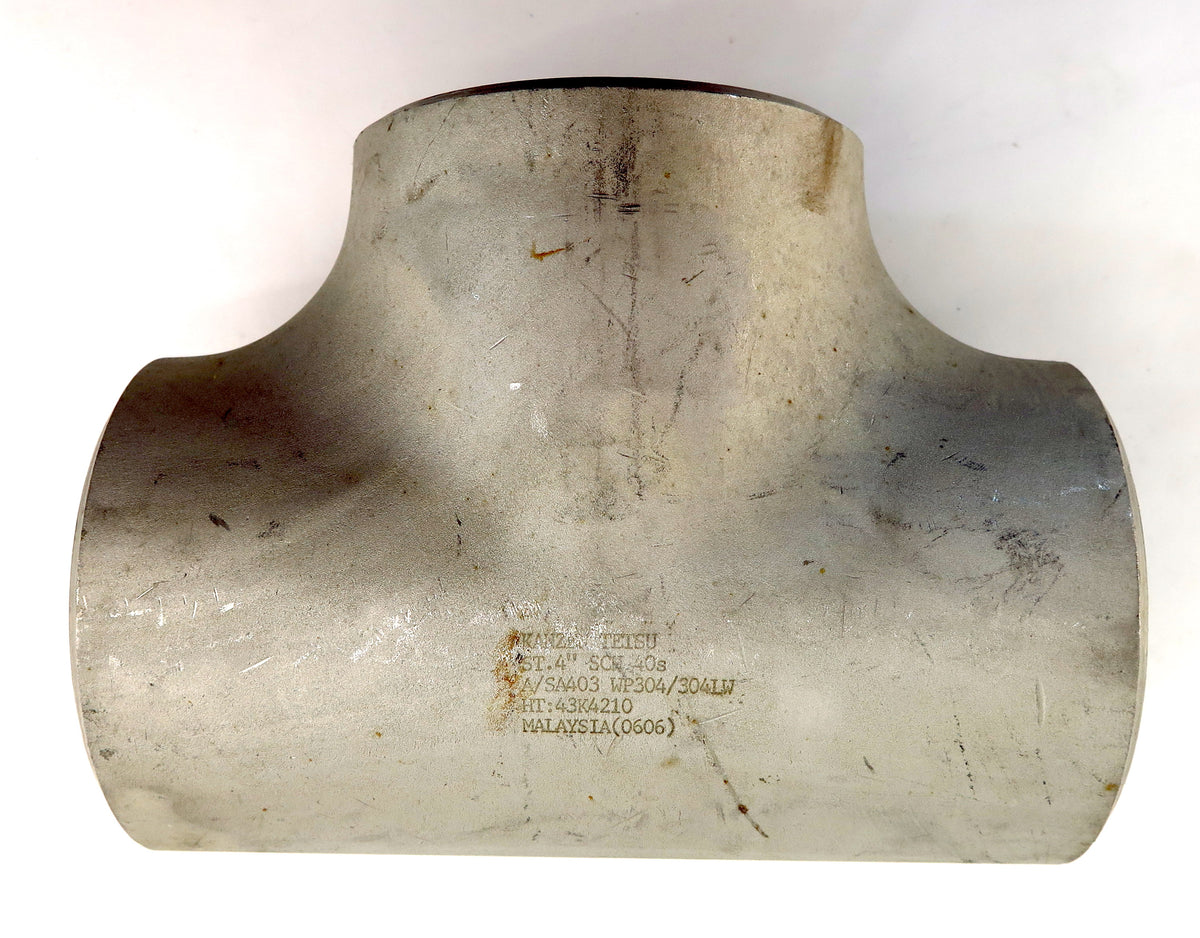 KT Stainless Steel SCH40S WP304/304LW Butt Weld Tee 4" x 4" x 4" - Advance Operations