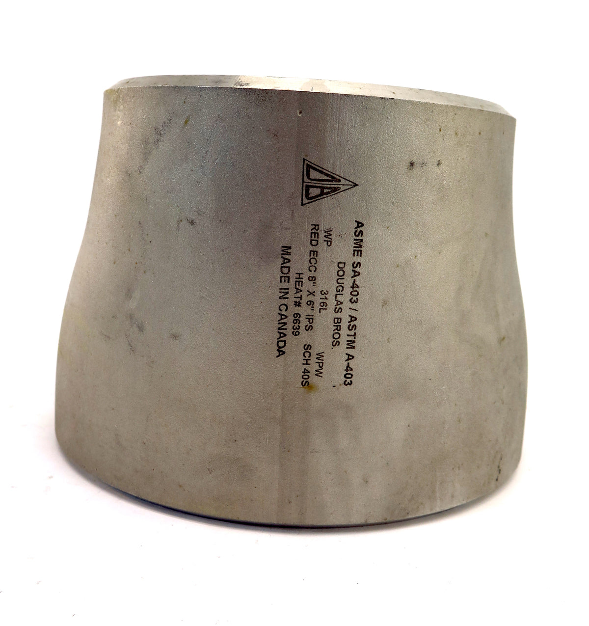Douglas Stainless Steel 316L SA/403 SCH40S Butt Weld Eccentric Reducer 8" x 6" - Advance Operations