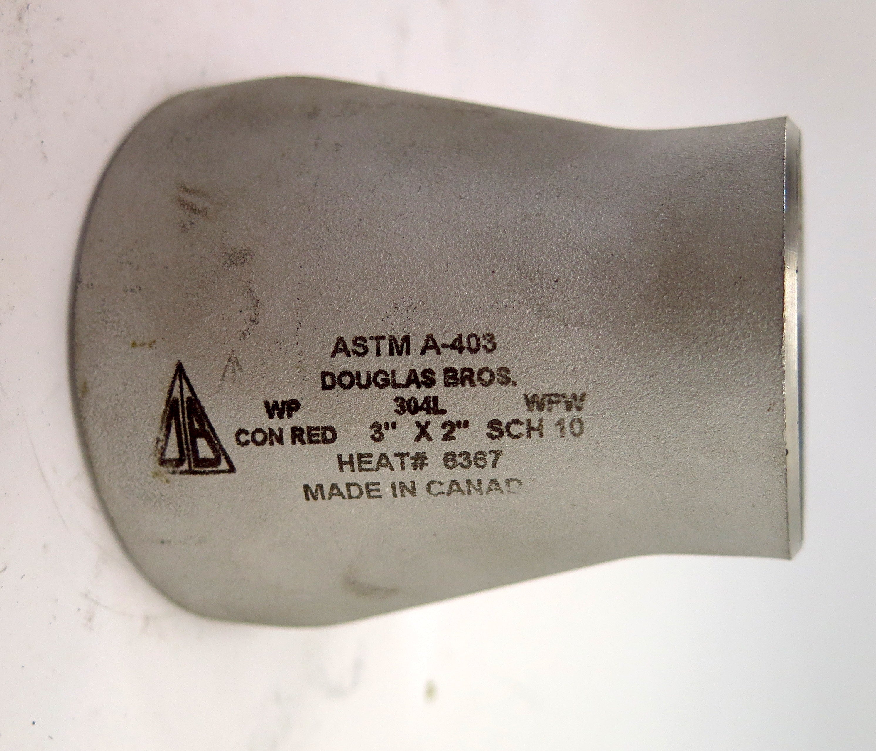 Douglas Stainless Steel 304L SCH10 Concentric Reducer 3" x 2" Butt Weld - Advance Operations