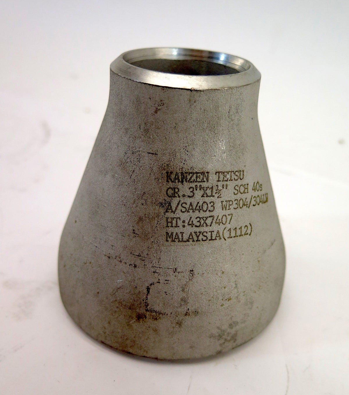 Kanzen Stainless Steel Concentric Reducer WP304/304LW SCH40S 3" x 1-1/2" Weld - Advance Operations