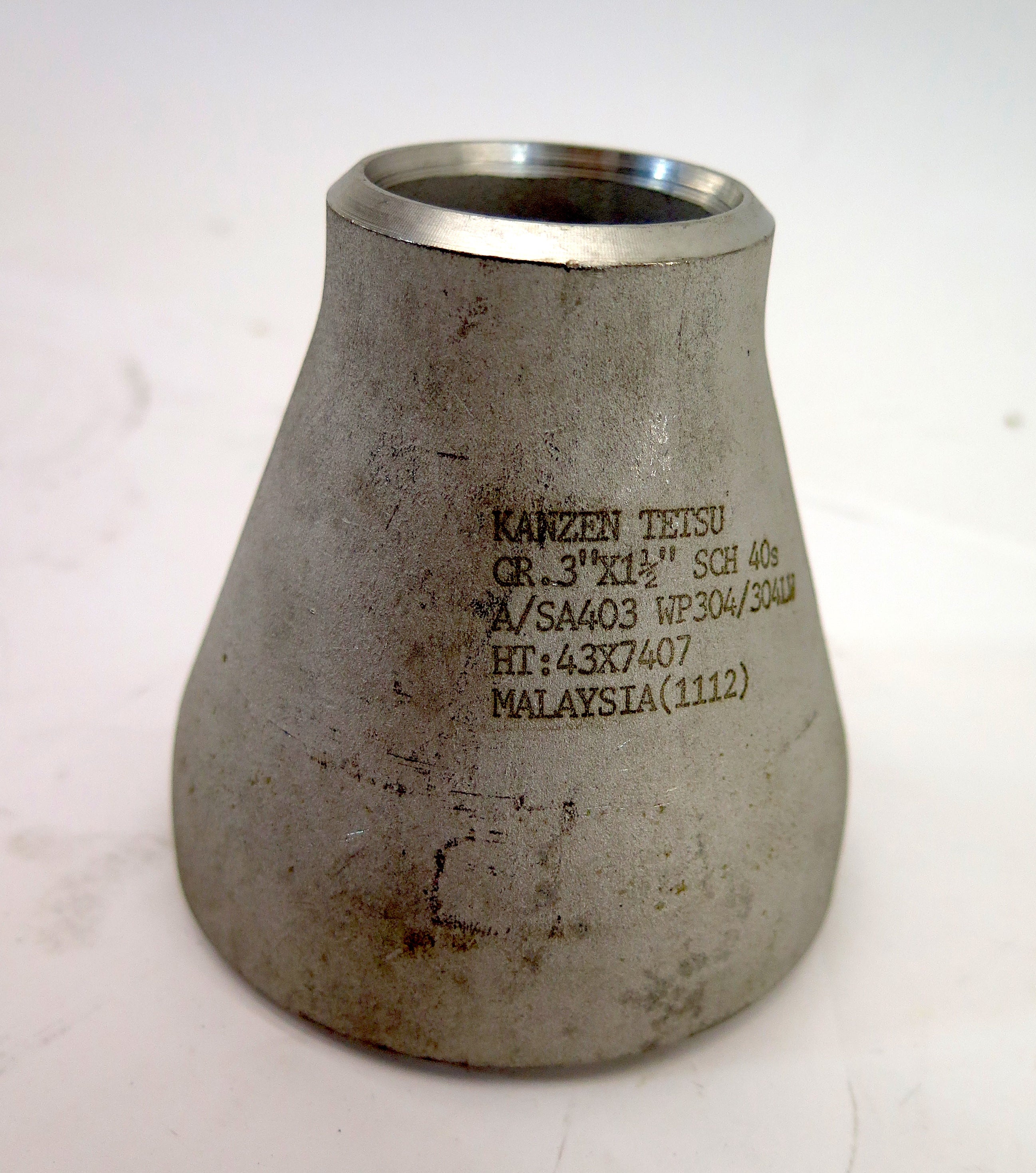 Kanzen Stainless Steel Concentric Reducer WP304/304LW SCH40S 3" x 1-1/2" Weld - Advance Operations