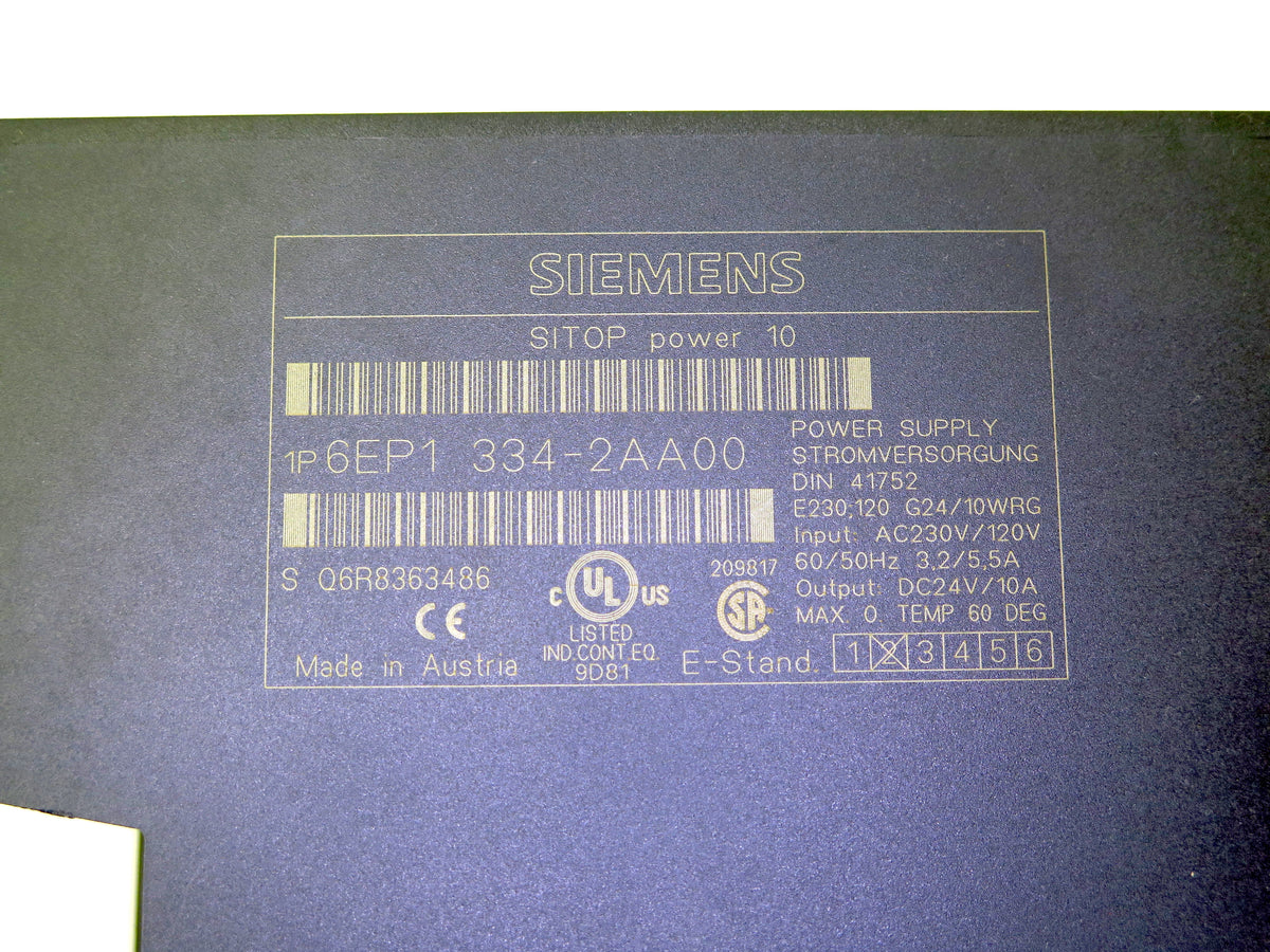 Siemens Sitop Power 10 6EP1 334-2AA00 Power Supply - Advance Operations