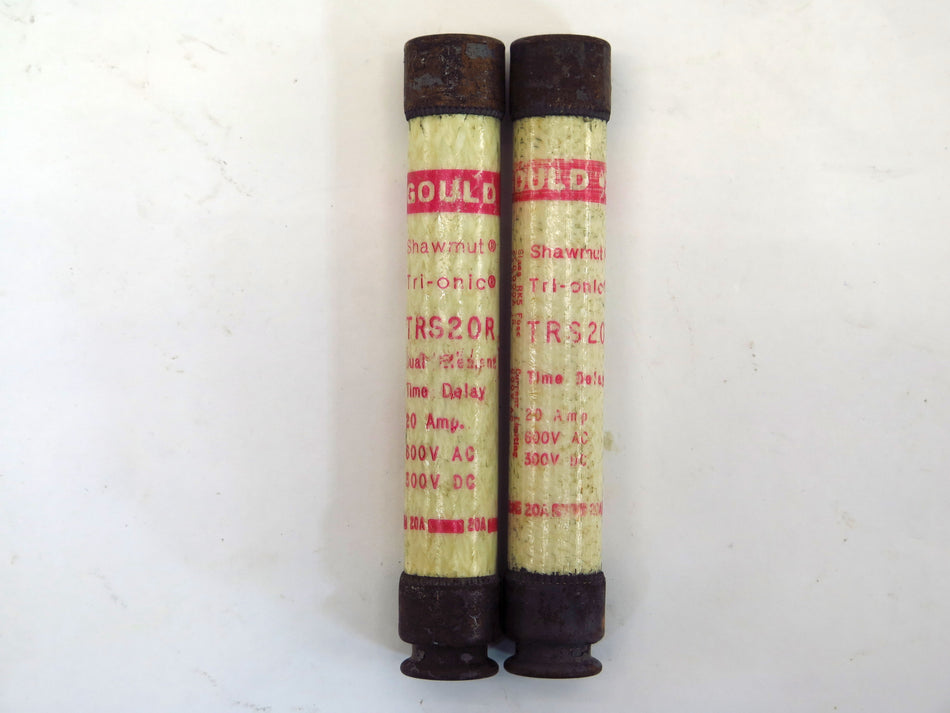 Lot of 2 Gould Shawmut TRS20R Tri-onic Class RK5 Time Delay Fuse 20A 600V (2) - Advance Operations