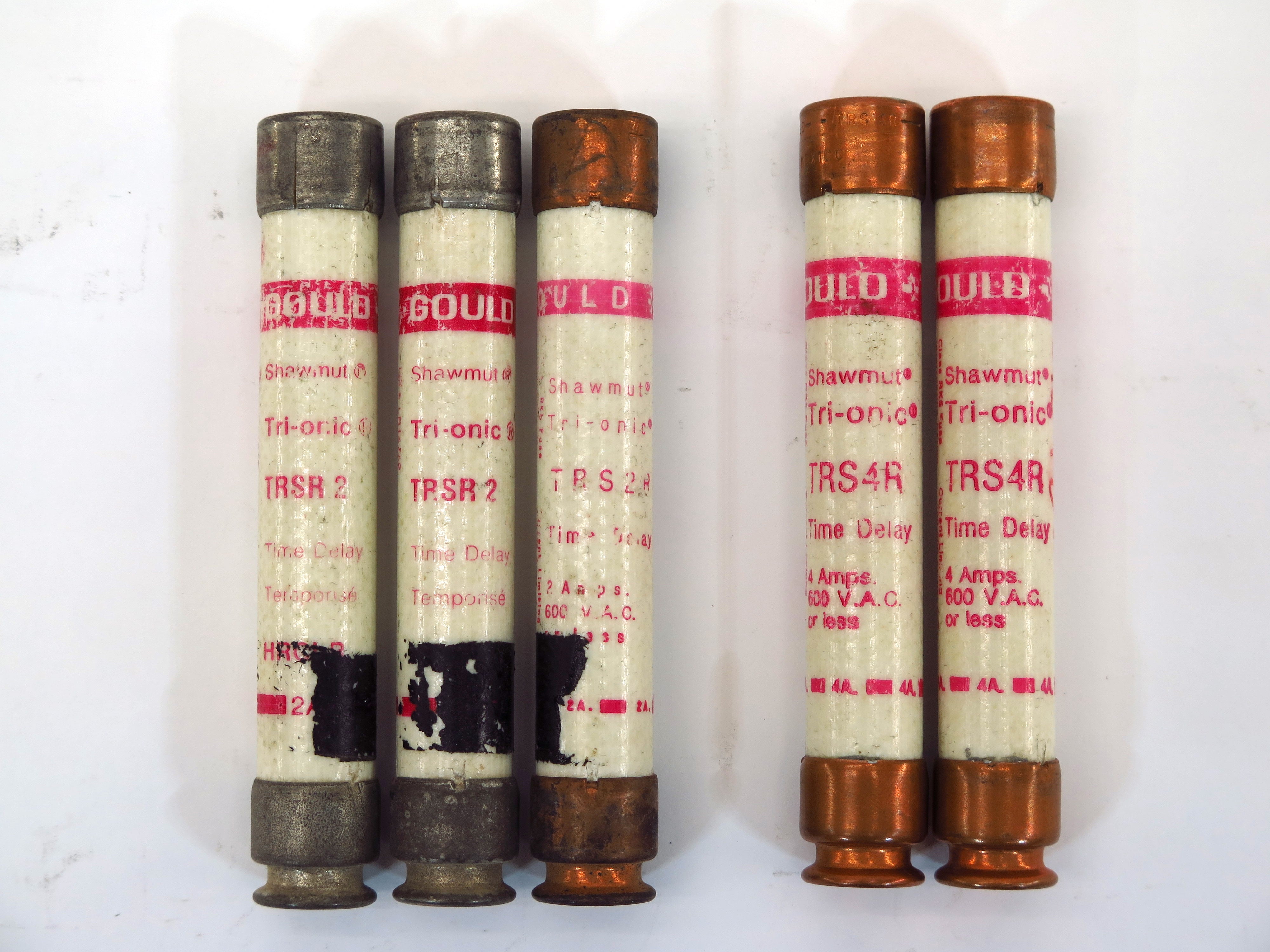 Lot of 5 Gould Shawmut TRSR2 & TRS4R Tri-onic Time Delay Fuse - Advance Operations