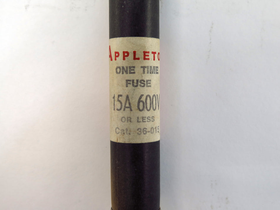 Lot of 3 Appleton 36-015 One Time Fuse 15A 600V (3) - Advance Operations