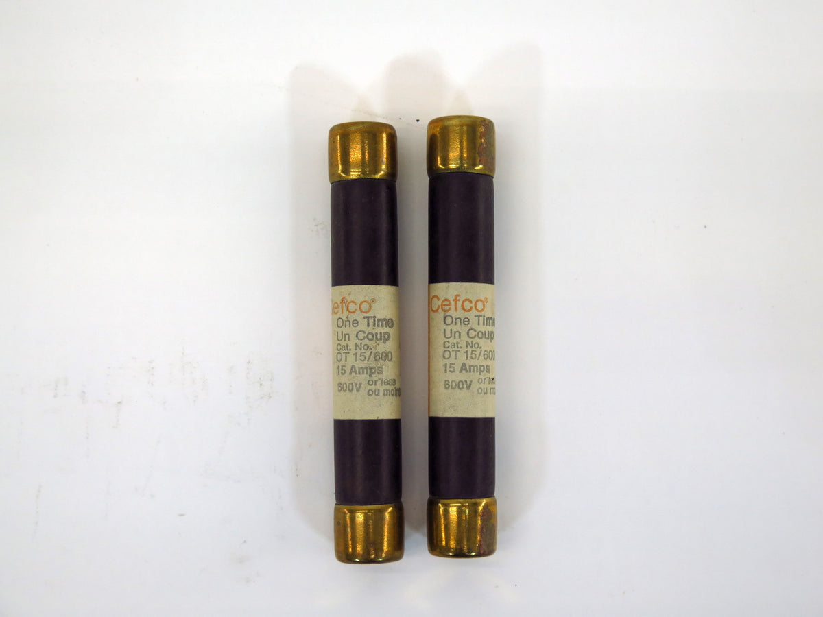 Lot of 2 Cefco OT 15/600 One Time Fuse 15A 600V (2) - Advance Operations