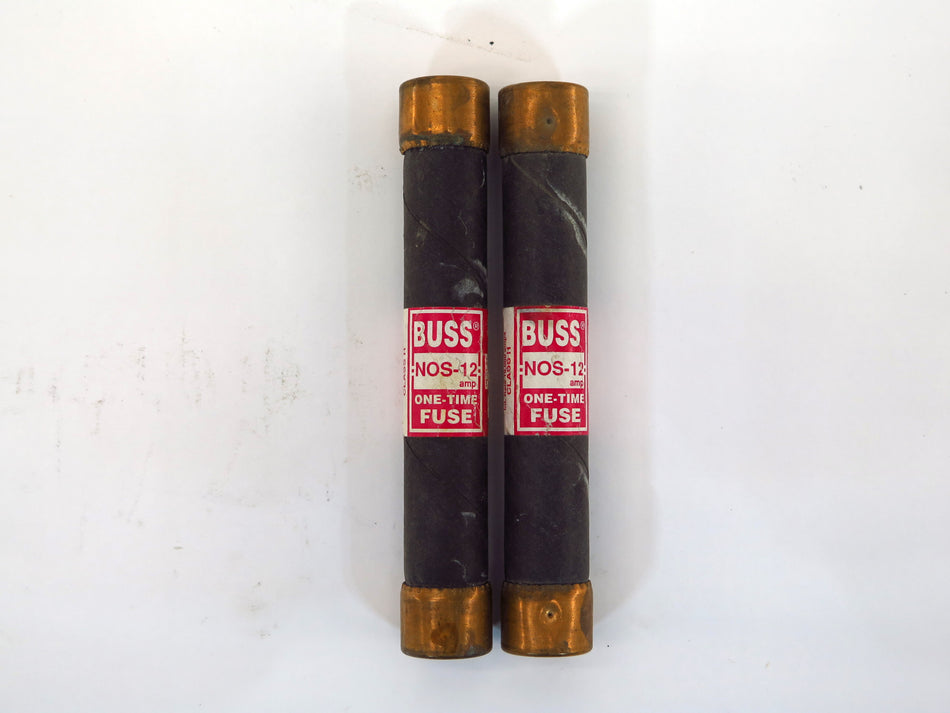 Lot of 2 Bussmann-Buss NOS-12 One Time Fuse Class H 12A 600V (2) - Advance Operations