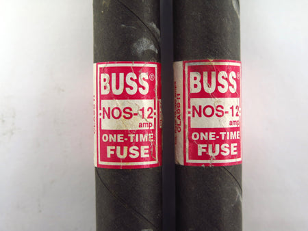 Lot of 2 Bussmann-Buss NOS-12 One Time Fuse Class H 12A 600V (2) - Advance Operations