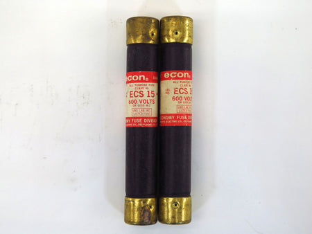 Lot of 2 Econ ECS 15 Time Delay Fuse Class K5 15A 600V (2) - Advance Operations