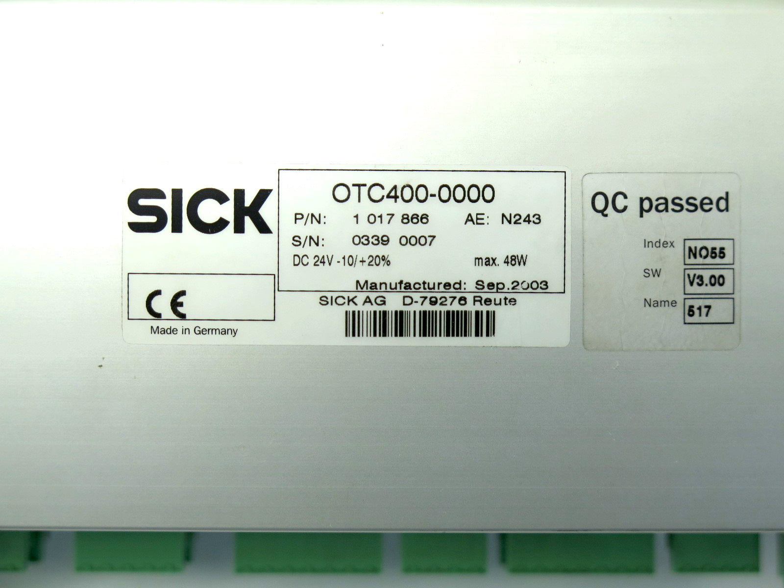 SICK OTC400-0000 OMNI TRACKING CONTROLLER - Advance Operations