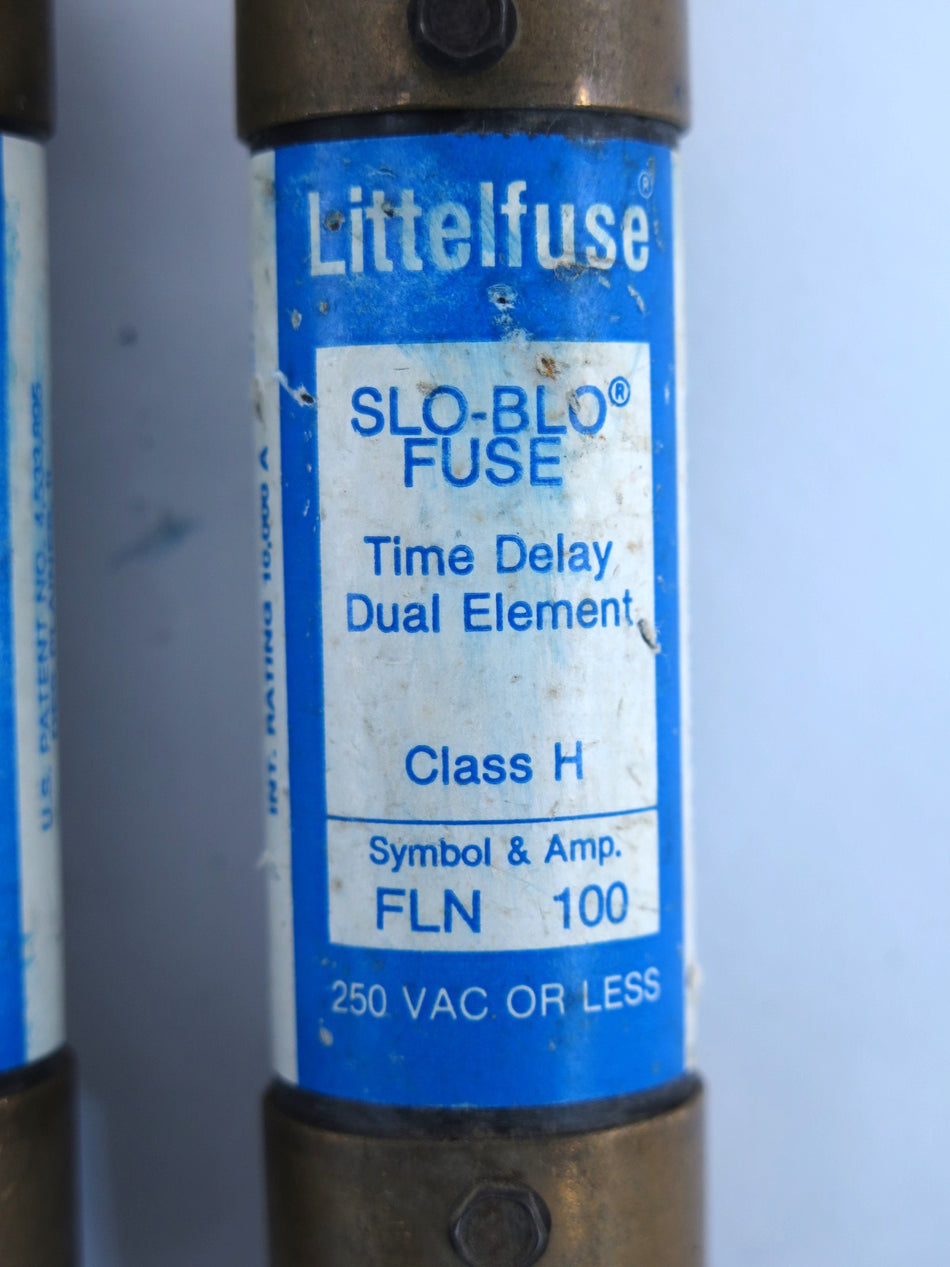 Lot of 2 Littelfuse FLN100 Time Delay Fuse Class H 100A 250VAC (2) - Advance Operations