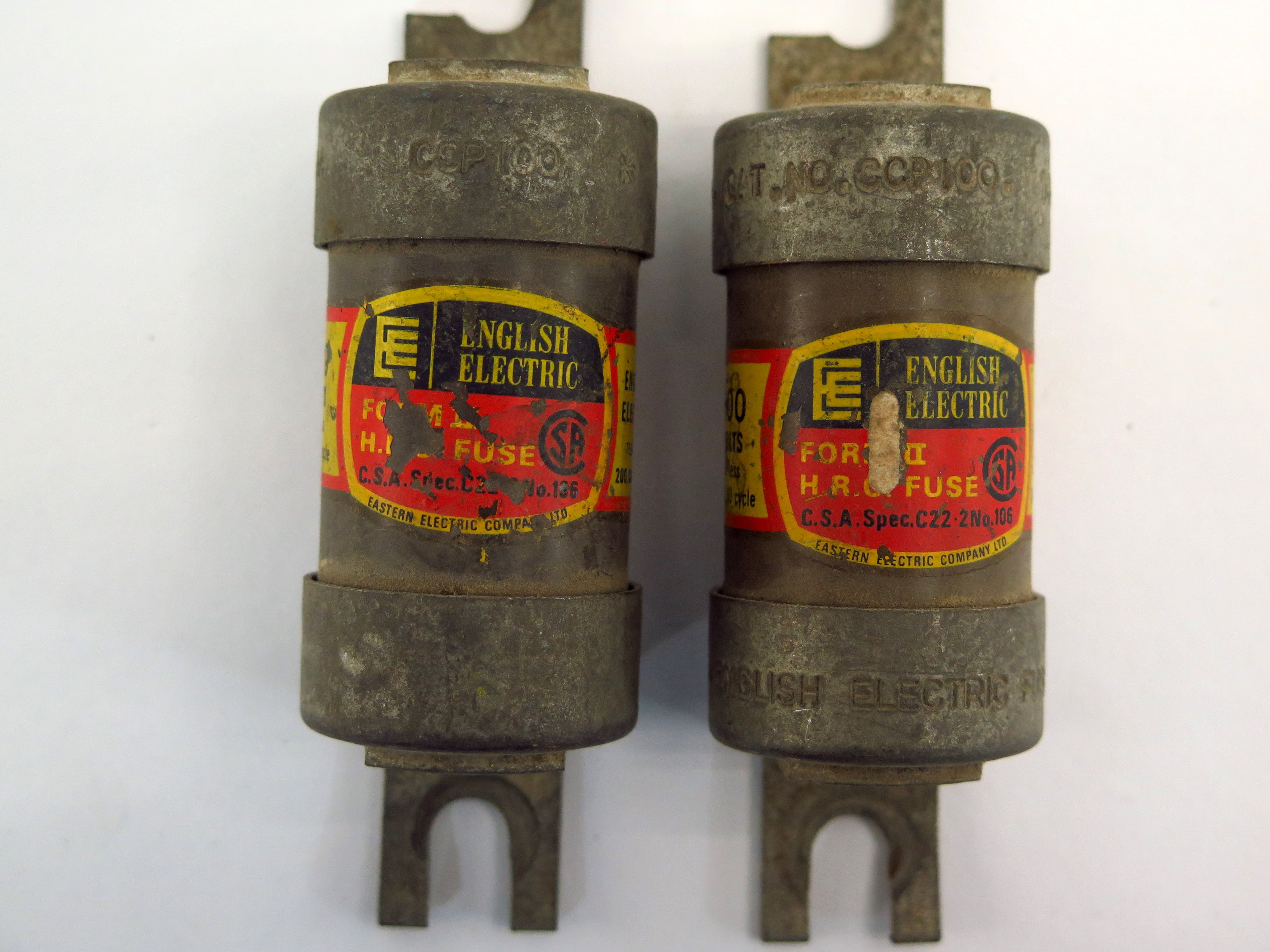 Lot of 2 English Electric CCP100 100 Amp 600 Volt Fuse (2) - Advance Operations