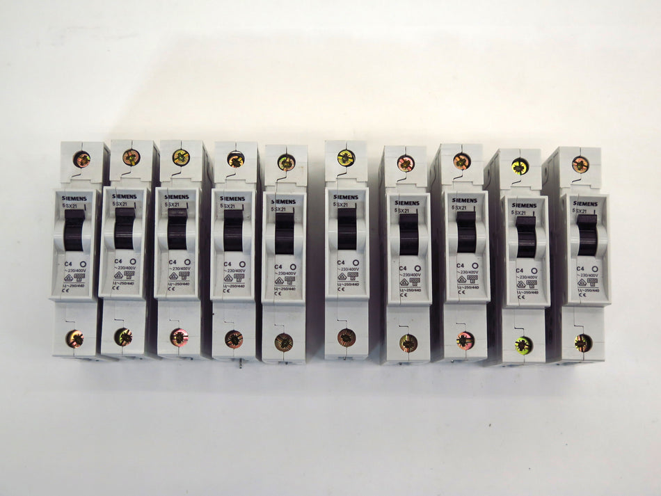 Lot of 10 Siemens 5SX21 C4 Circuit Breaker (10) - Advance Operations